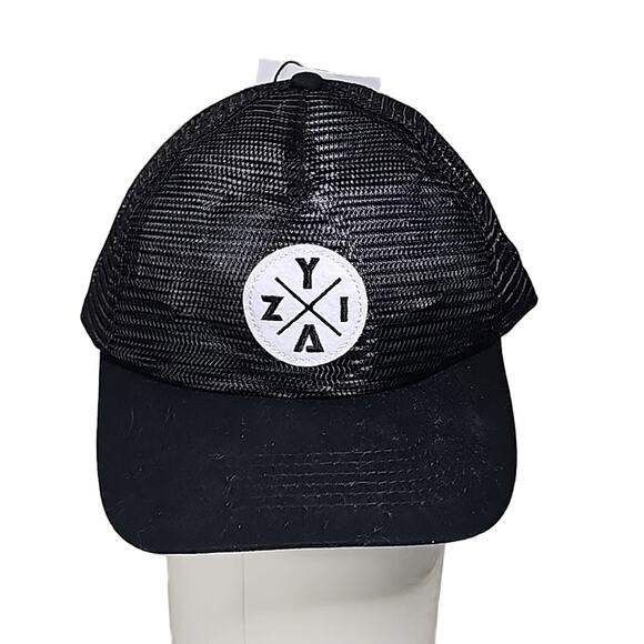 ZYIA Active Unisex Logo Patch Black Mesh Trucker Style Ball Cap Hat, NWT - Picture 1 of 6